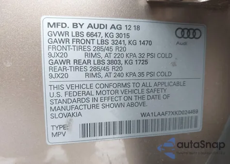 2019 Audi Q7 55 Premium/55 Se Premium z USA, uszkodzony, nr VIN WA1LAAF7XKD024459